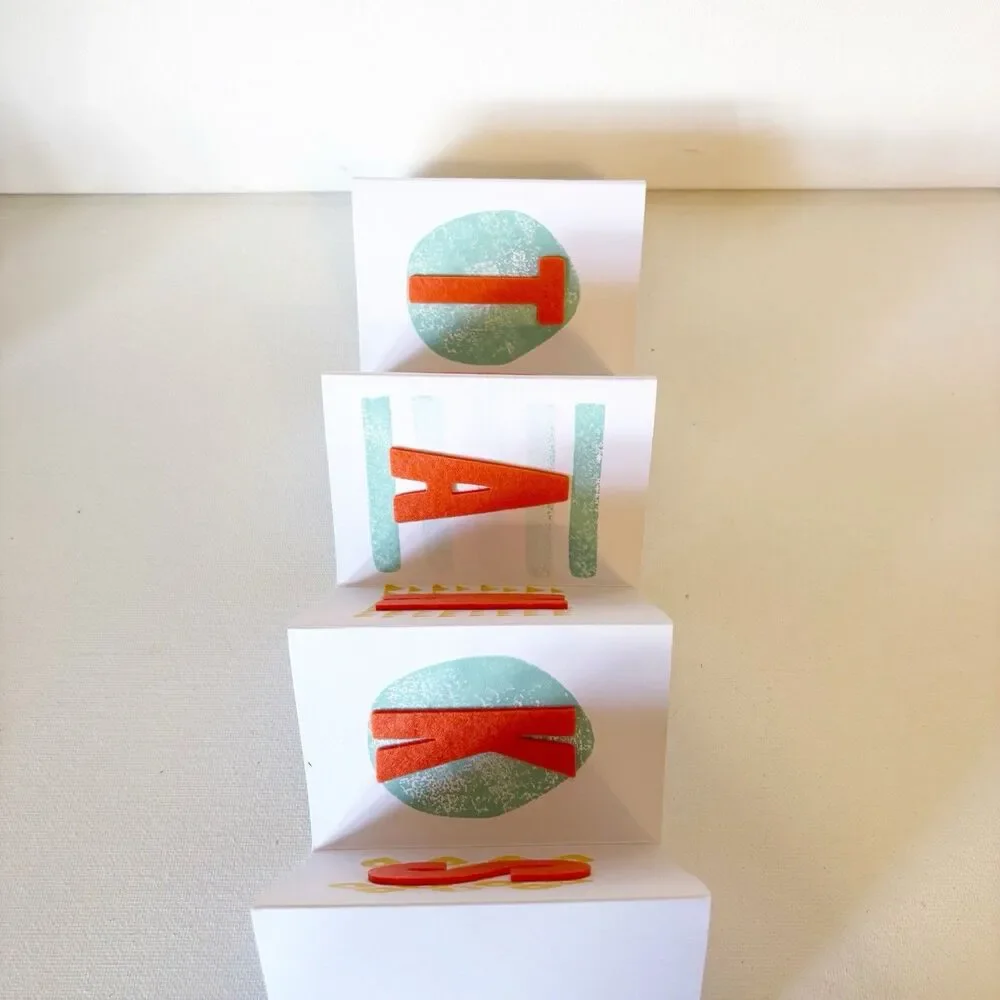 3D Mini Thank You Cards Accordion With Cardboard Box Envelopes Stationary 3x4